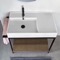 Console Sink Vanity With Ceramic Sink and Natural Brown Oak Shelf, 35